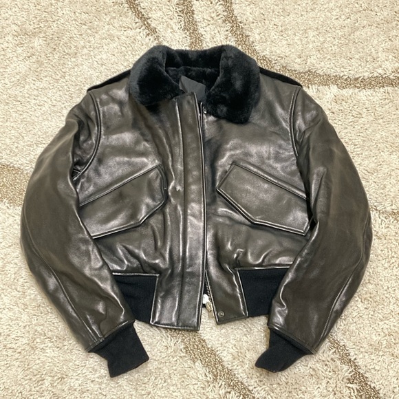 New Alexander Wang Leather Faux Fur Bomber Jacket - Picture 4 of 7